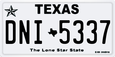 TX license plate DNI5337