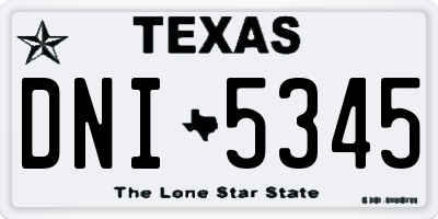 TX license plate DNI5345