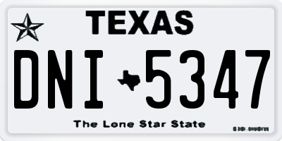 TX license plate DNI5347