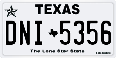 TX license plate DNI5356