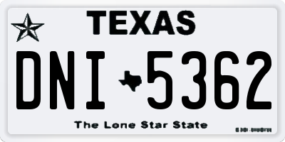 TX license plate DNI5362