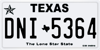 TX license plate DNI5364