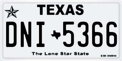 TX license plate DNI5366