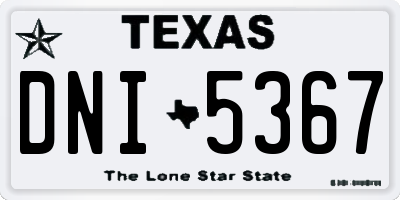 TX license plate DNI5367