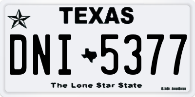 TX license plate DNI5377