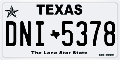 TX license plate DNI5378