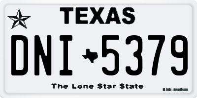 TX license plate DNI5379