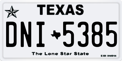 TX license plate DNI5385
