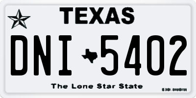 TX license plate DNI5402