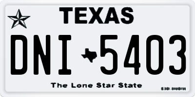 TX license plate DNI5403
