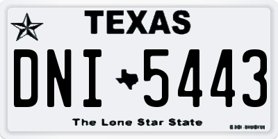 TX license plate DNI5443