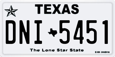 TX license plate DNI5451