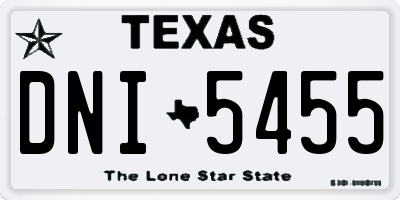 TX license plate DNI5455