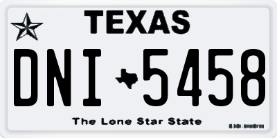 TX license plate DNI5458