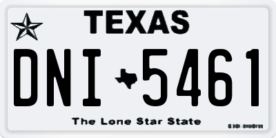 TX license plate DNI5461
