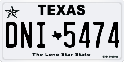 TX license plate DNI5474