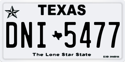 TX license plate DNI5477
