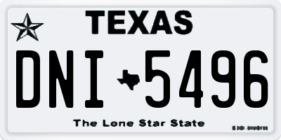 TX license plate DNI5496