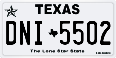 TX license plate DNI5502