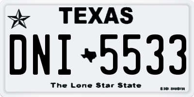 TX license plate DNI5533