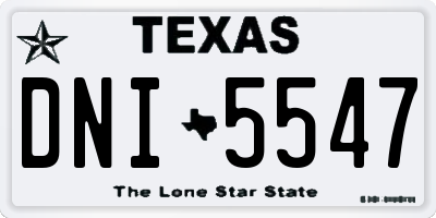 TX license plate DNI5547