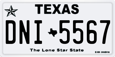TX license plate DNI5567