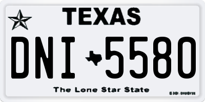 TX license plate DNI5580