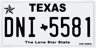 TX license plate DNI5581