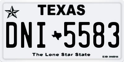 TX license plate DNI5583