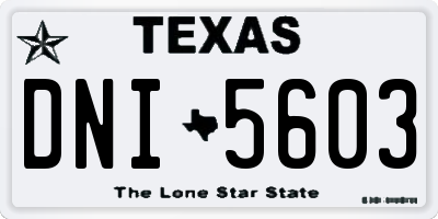 TX license plate DNI5603