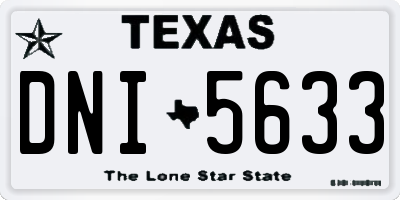 TX license plate DNI5633