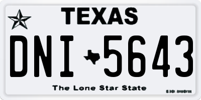 TX license plate DNI5643