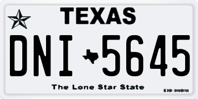 TX license plate DNI5645