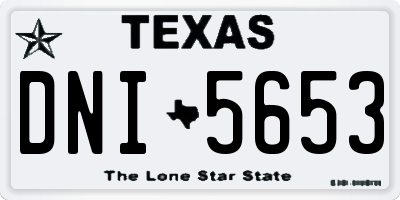 TX license plate DNI5653
