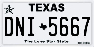 TX license plate DNI5667
