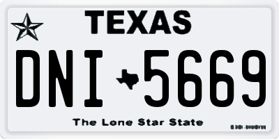 TX license plate DNI5669