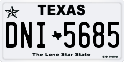 TX license plate DNI5685