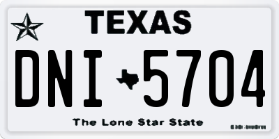 TX license plate DNI5704