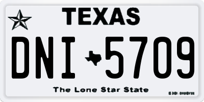 TX license plate DNI5709