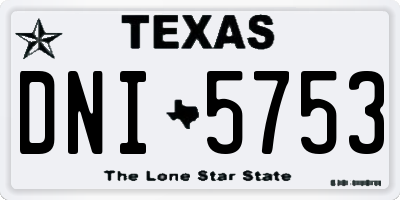 TX license plate DNI5753