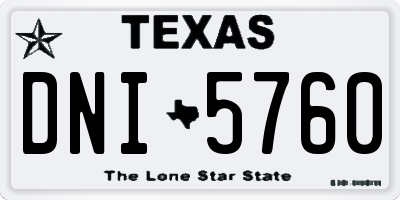 TX license plate DNI5760