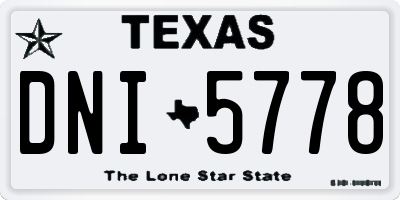 TX license plate DNI5778