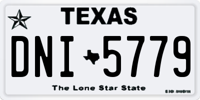 TX license plate DNI5779