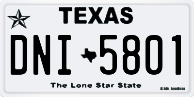 TX license plate DNI5801