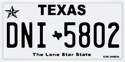 TX license plate DNI5802