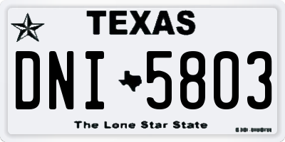 TX license plate DNI5803
