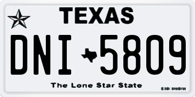 TX license plate DNI5809