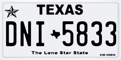 TX license plate DNI5833