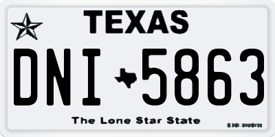 TX license plate DNI5863