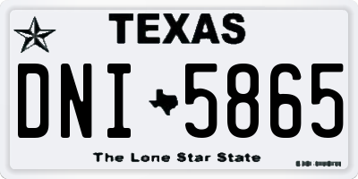 TX license plate DNI5865